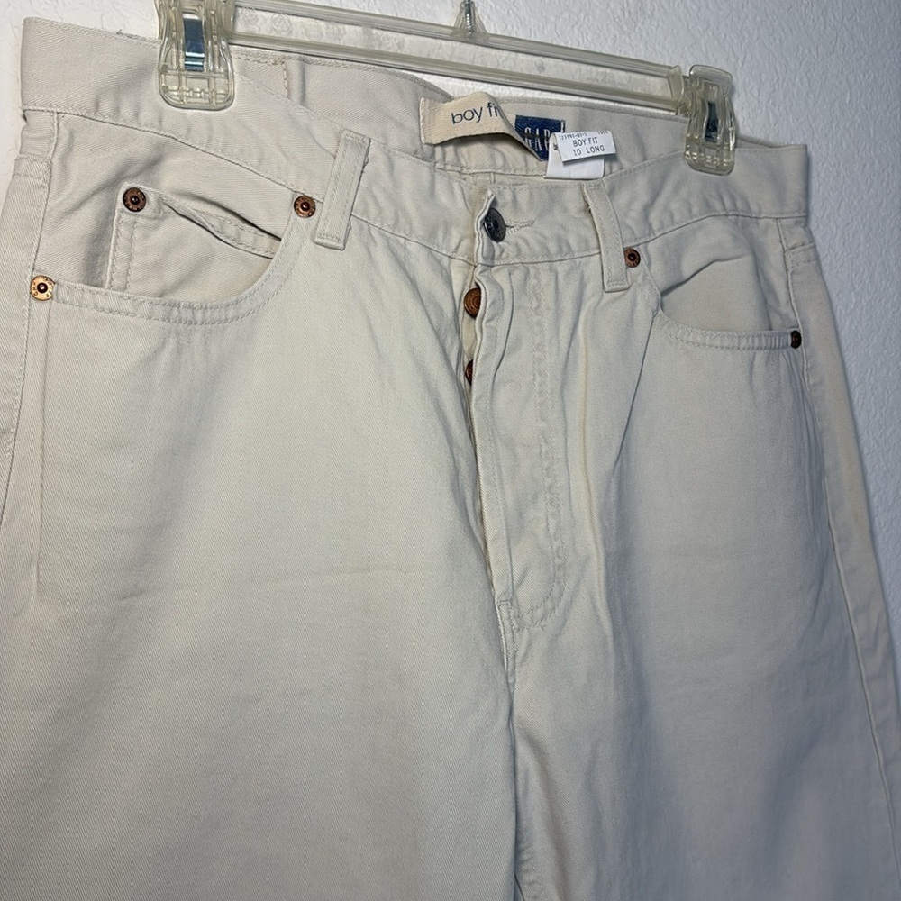 VINTAGE GAP Cream Boy Fit Pants Vintage size 10 long tall - Picture 3 of 5